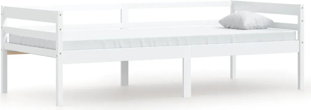 vidaXL Cadru de pat, alb, 90x200 cm, lemn de pin masiv