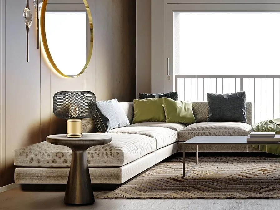 Veioza/Lampa de masa design decorativ modern Osiris auriu/negru