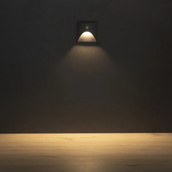 Kanlux 39131 - Lampă LED pentru trepte EXIN cu senzor 2,5W/230V 3000K IP65, antracit, formă pătrată