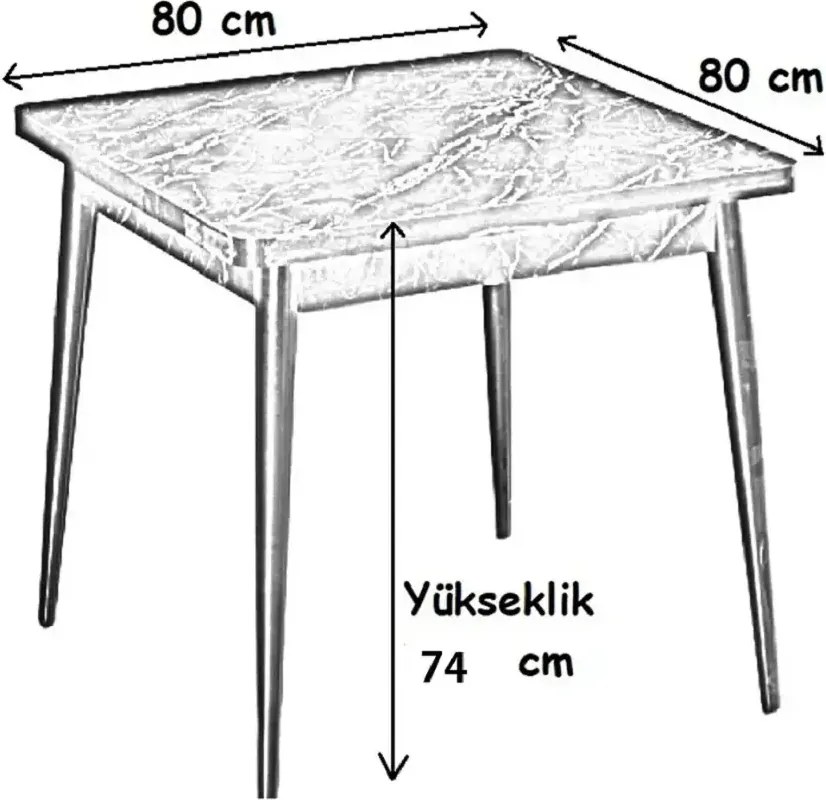 Masa bucatarie Brigitte, patrat, culoare alb 80 cm