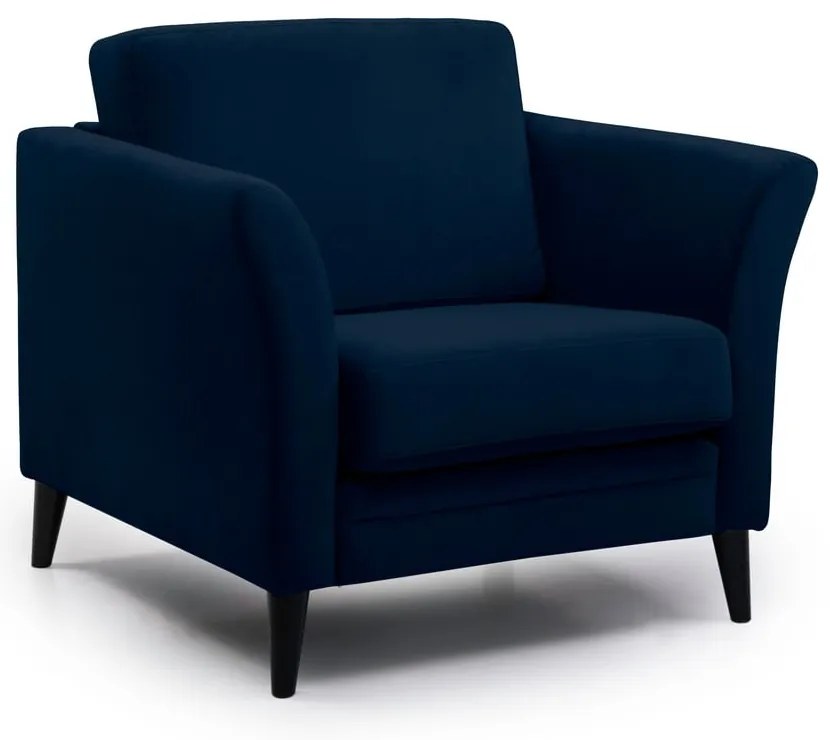 Fotoliu albastru închis cu tapițerie din catifea Eden – Scandic