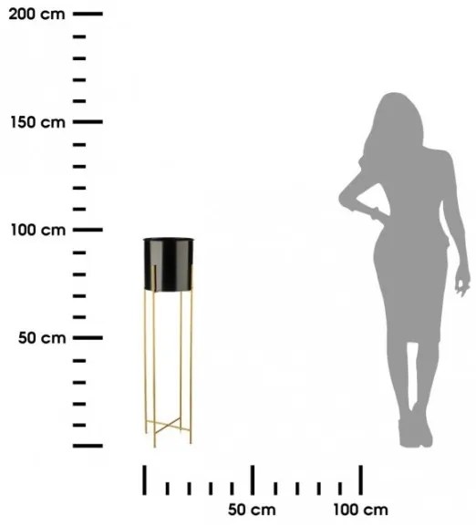 Ghiveci metalic OSLO 95x17 cm negru/auriu