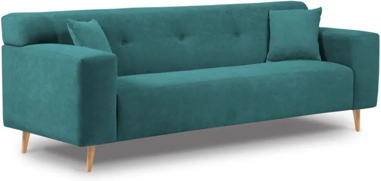 Canapea cu 3 locuri Kooko Home Twist, verde turcoaz