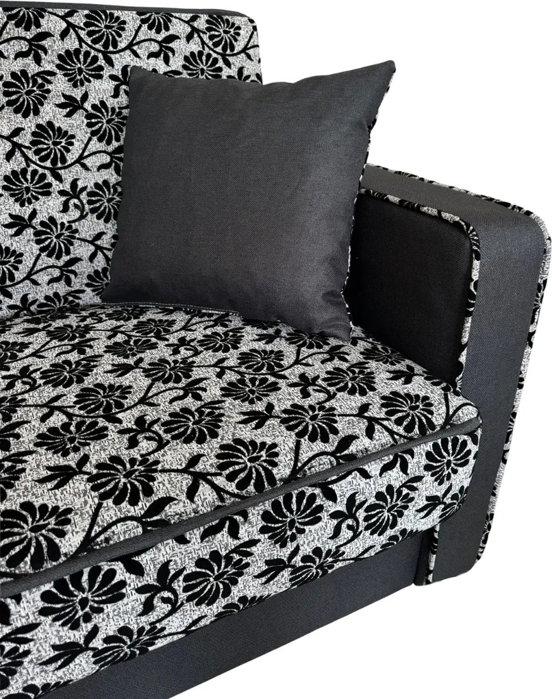 Fotoliu SAMY NEXT extensibil, cu lada de depozitare, stofa gri inchis cu gri deschis , cadru metalic, 103x100x92 Stofa, Gri Inchis + Gri Deschis