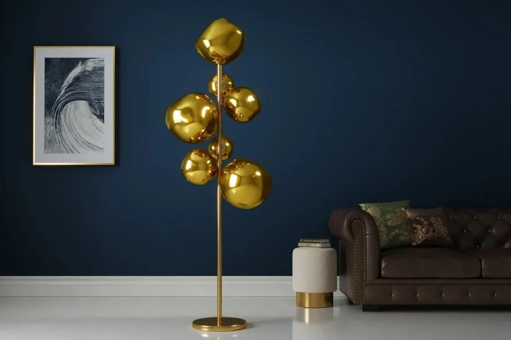 Lampa de podea moderna cu 7 globuri aurii LIQUID DIAMOND