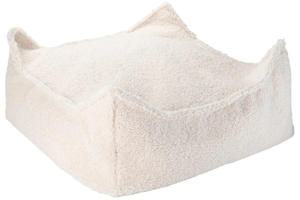 Fotoliu puf pentru copii crem cu tapițerie din țesătură bouclé Square – Wigiwama