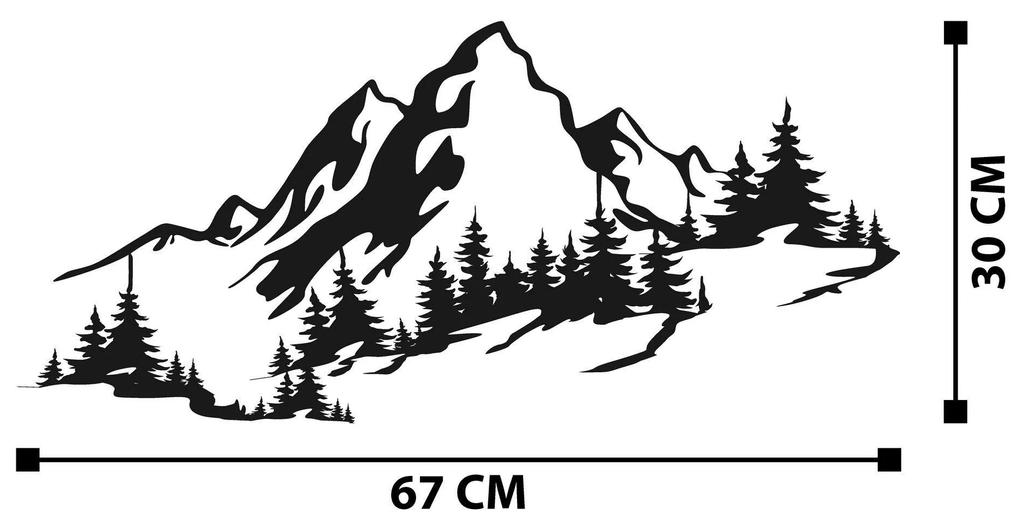 Decoratiune de perete Metal Mountain 3, Negru, 30x0,12x67 cm
