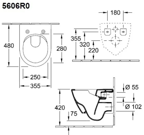 Villeroy & Boch 5606R0R1 - Vas WC suspendat SUBWAY 2.0, ceramică, alb