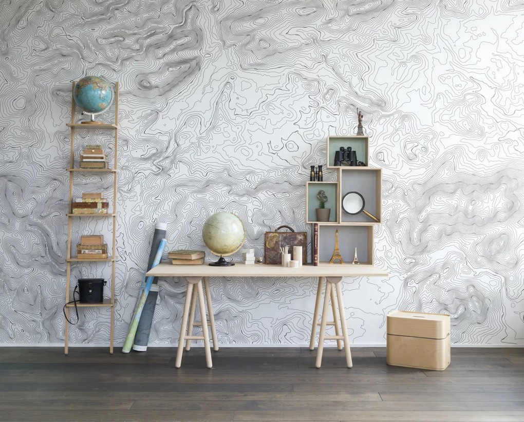 Fototapet, Elevation Lines, White, Rebel Walls