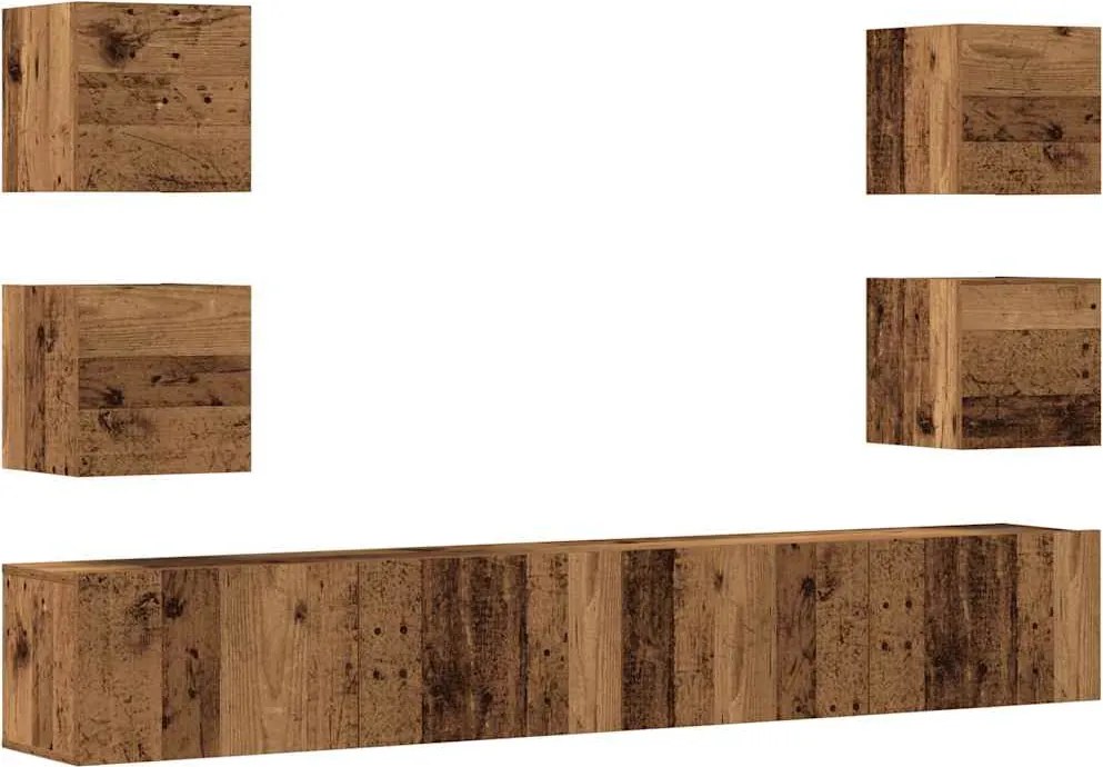 vidaXL Dulapuri TV montate pe perete 6 buc Lemn vechi lemn prelucrat