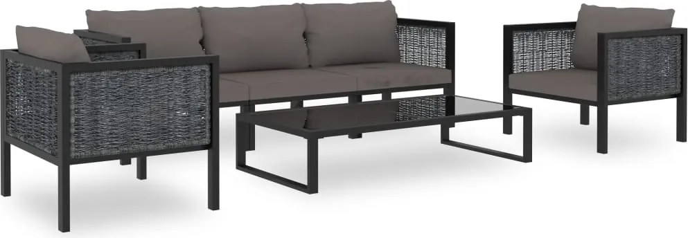 vidaXL Set mobilier de grădină cu perne, 6 piese, antracit, poliratan