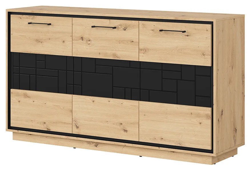 Dulap Pont KOM3D (Stejar artisan + Negru mat). 1063041