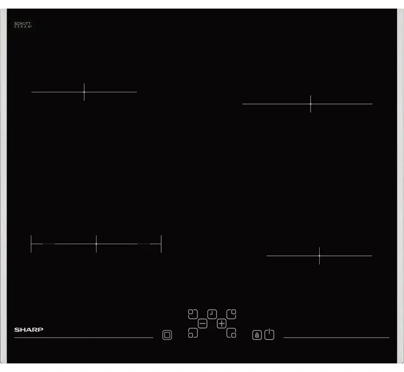 Plita vitroceramica incorporabila Sharp KH-6V08FT00, 5900W, 4 zone, 9 trepte, Timer, Electrica, Negru