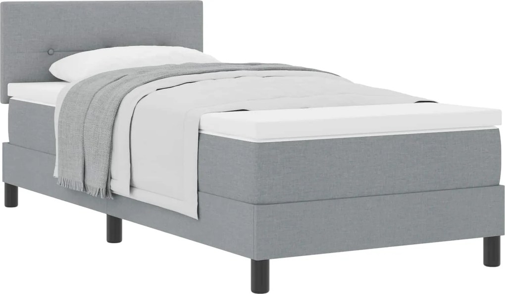 vidaXL Pat cu arcuri cu saltea Gri deschis 90 x 200 cm țesătură