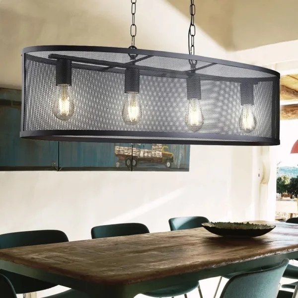 Searchlight - Lustră pe lanț FISHNET 4xE27/60W/230V negru