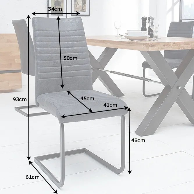 Set de 2 scaune Appartment, microfibra gri antic A-39378 VC