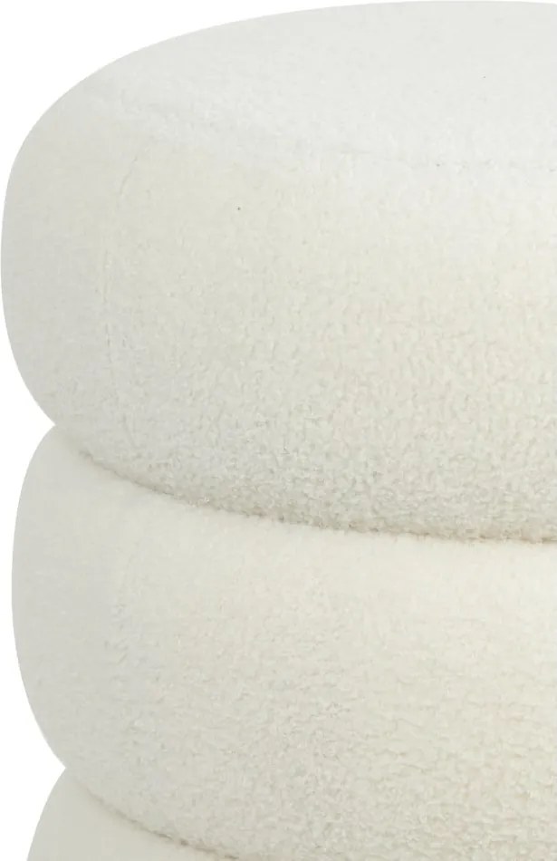 Taburet alb cu tapițerie din stofă bouclé Kimi – Light &amp; Living