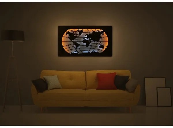 Li-Go 4868/DUB2 - Decorațiune de perete LED, 24W, 230V, 110x60 cm, stejar/harta lumii