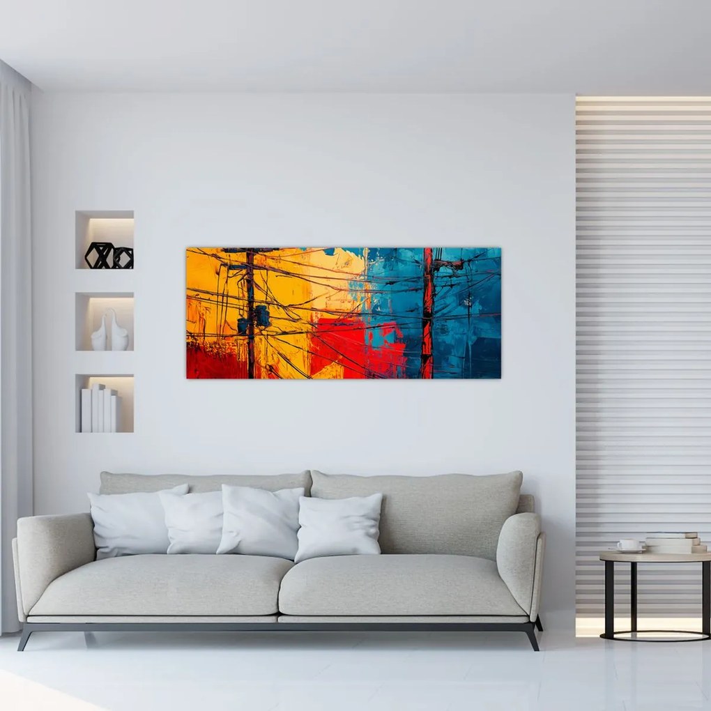 Tablou - Linii electrice abstracte (120x50 cm)
