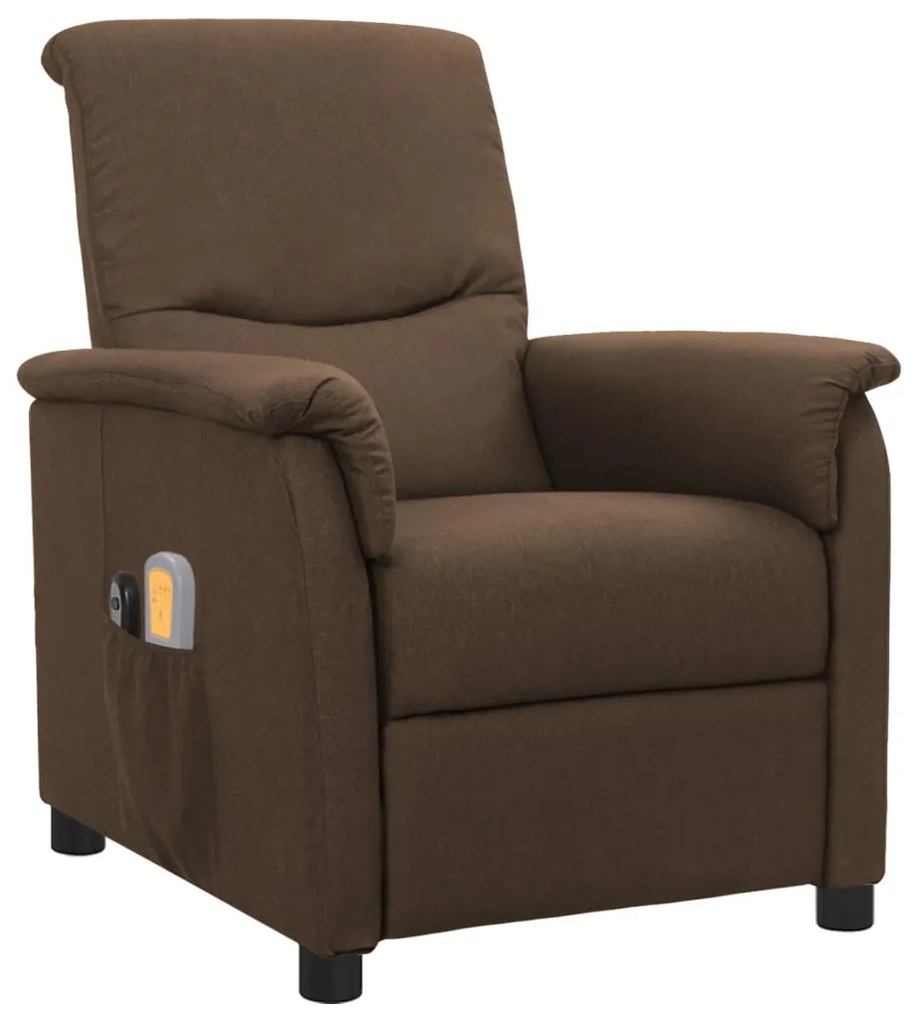 3098560 vidaXL Fotoliu de masaj electric rabatabil, maro, textil