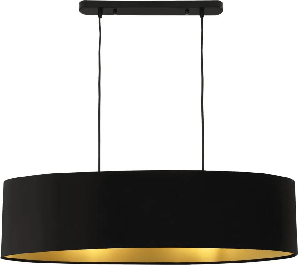 Lampa suspendata decorativa Kate, 2 x E27 ,60W, 135 cm, metal/textil, negru, pentru dormitor