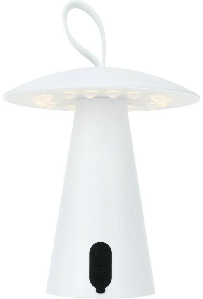 Lampă de masă portabilă cu LED Boise de exterior, alb, cu USB, 15 x 17 cm, plastic