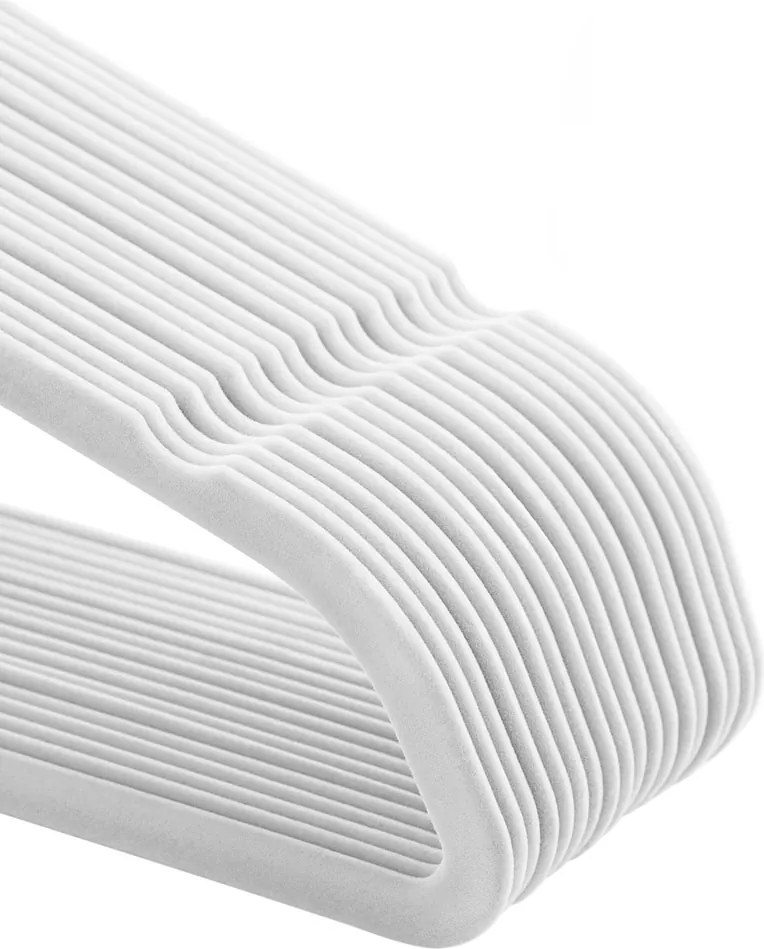 Set de umerașe catifelate antiderapante CHIC, 50 buc., alb SongmicsHome
