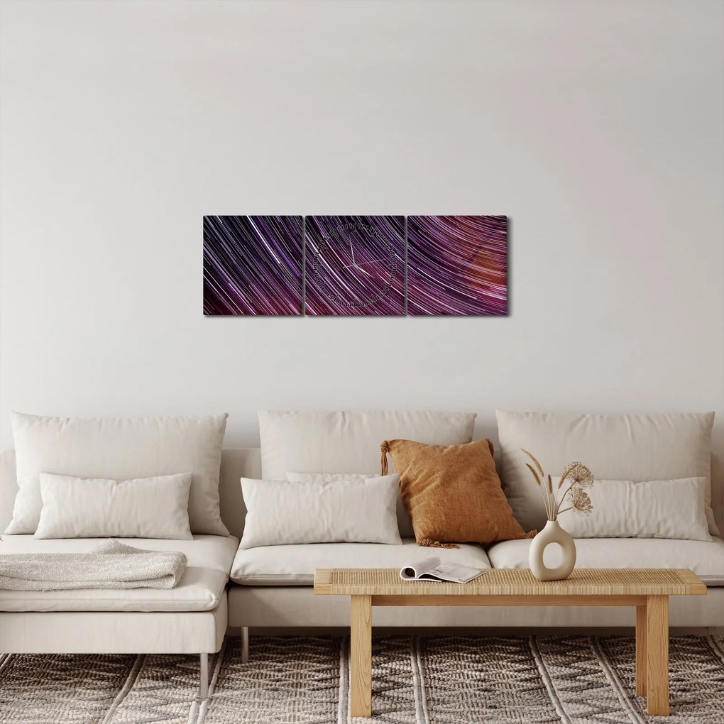 Tablou cu stele șterse pe cer (cu ceas) (90x30 cm)