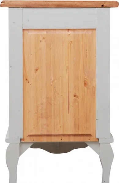 Noptiera, L46 36 H70 cm, alb antichizat natur, lemn masiv