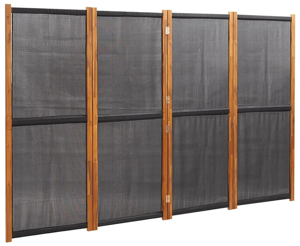 319180 vidaXL Paravan de cameră cu 4 panouri, negru, 280x180 cm