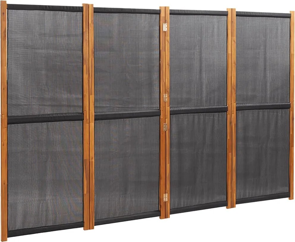 vidaXL Paravan de cameră cu 4 panouri, negru, 280x180 cm