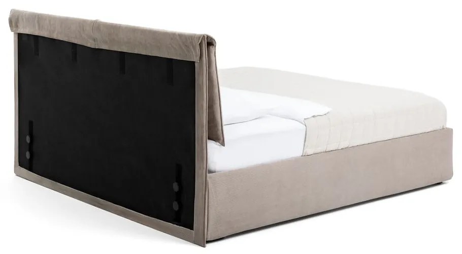 Pat dublu tapițat taupe cu spațiu de depozitare cu saltea / somieră 160x200 cm Thessa Pillow - Bonami Selection