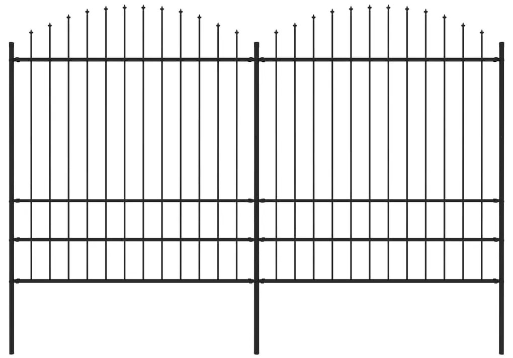 vidaXL Gard de grădină cu vârf tip suliță din oțel, 359x200 cm, negru