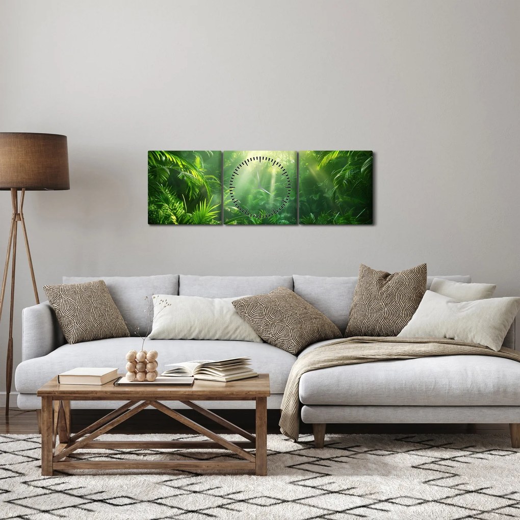 Tablou - Pădurea tropicală (cu ceas) (90x30 cm)