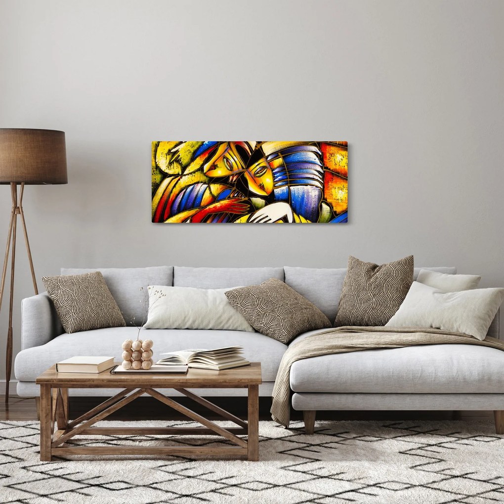 Tablou - Pictură în ulei, îndrăgostiții (120x50 cm)