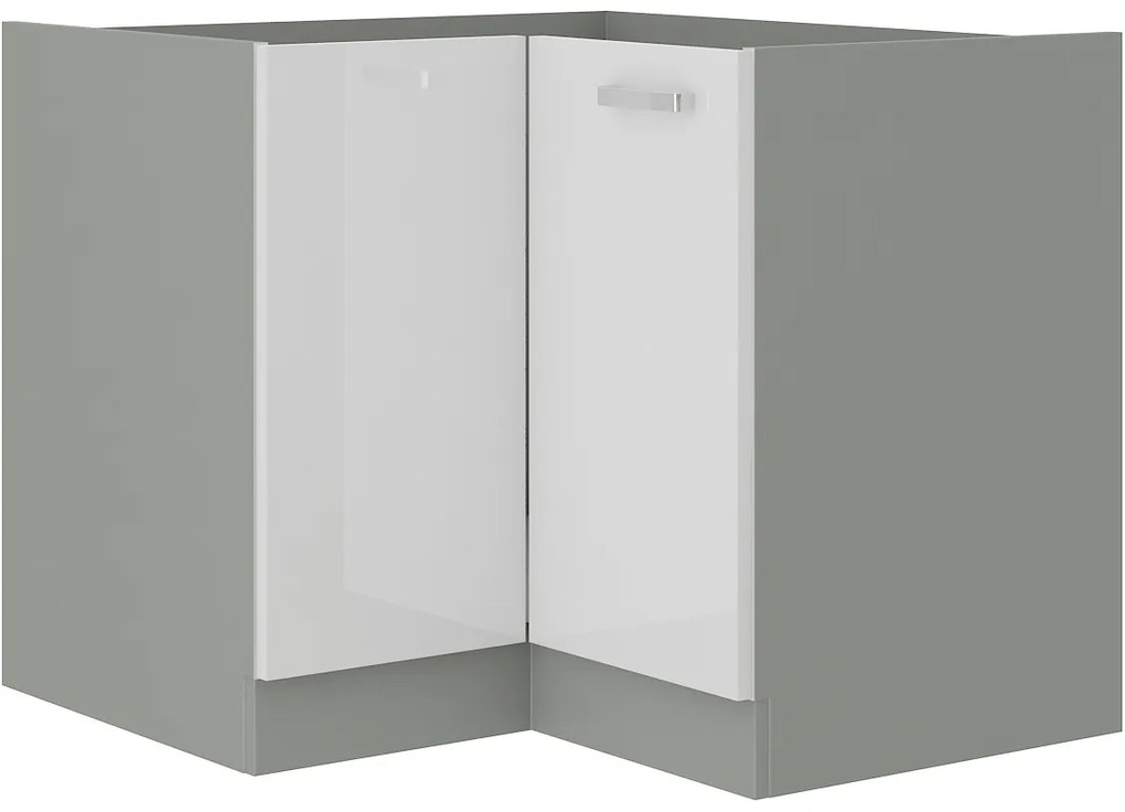 Dulap inferior de bucătărie, de colț Brunea 90x90 DN 1F BB (gri + alb lucios). 1024980