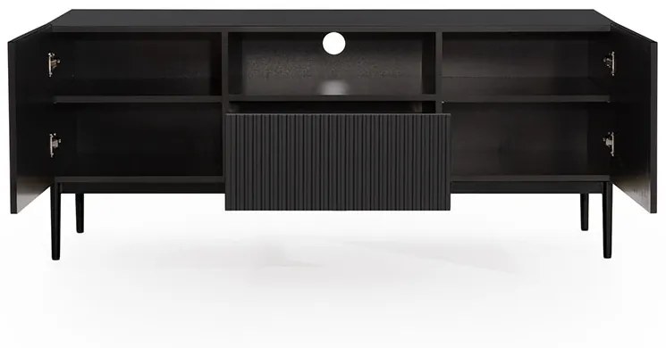 Comodă TV cu sertar și nișă Nicole 150 cm - negru mat / picioare negre