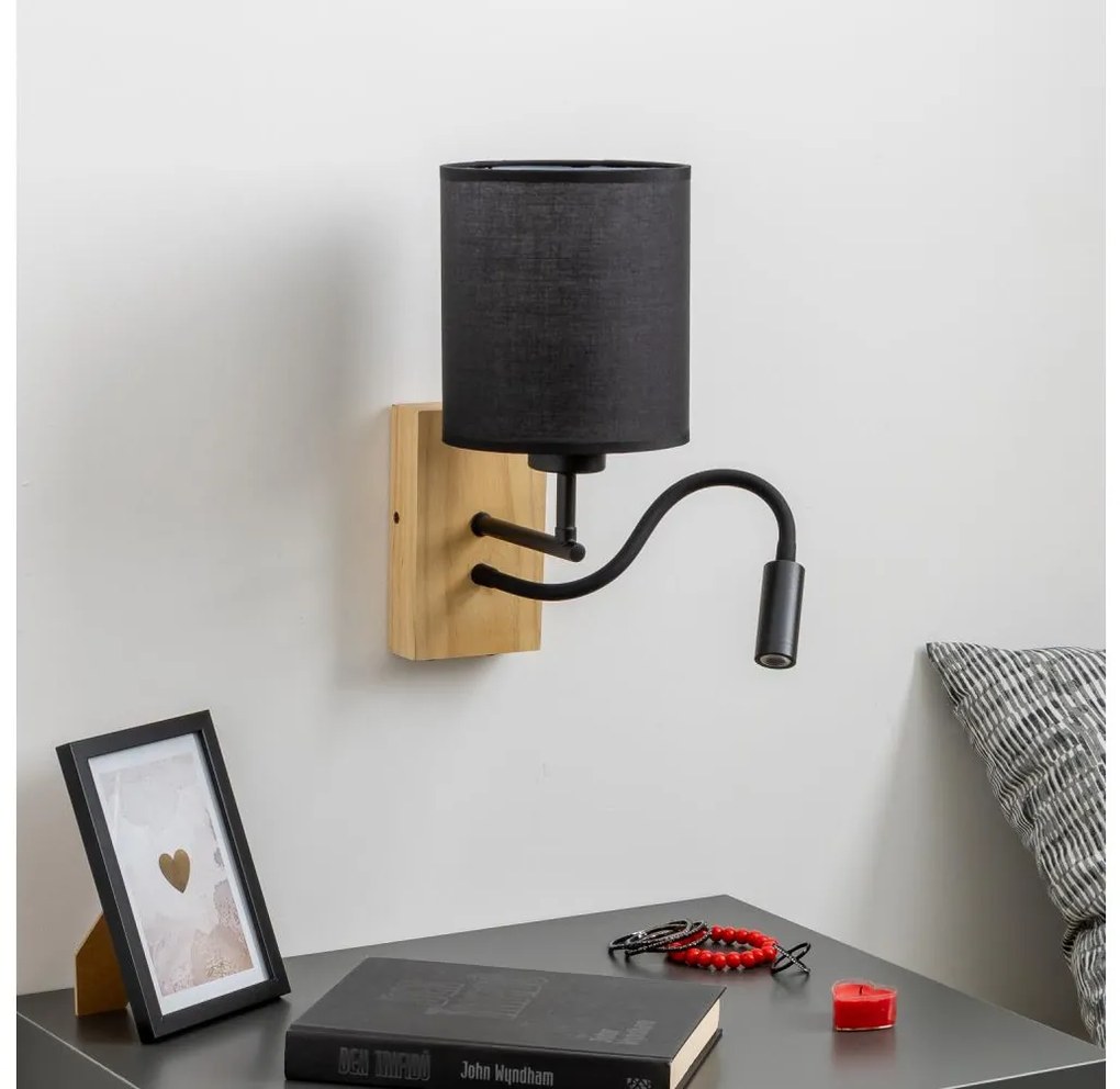 Lampă LED de perete Brilagi NUBILA WOOD 1xE27/25W/230V + LED/3W stejar/negru