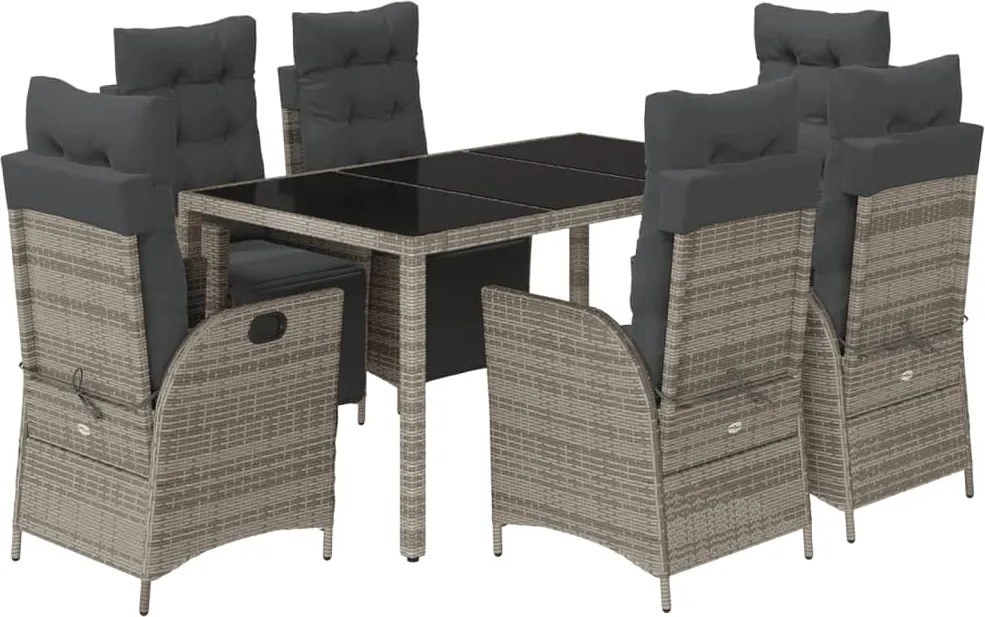 vidaXL Set mobilier de grădină cu perne, 7 piese, gri, poliratan