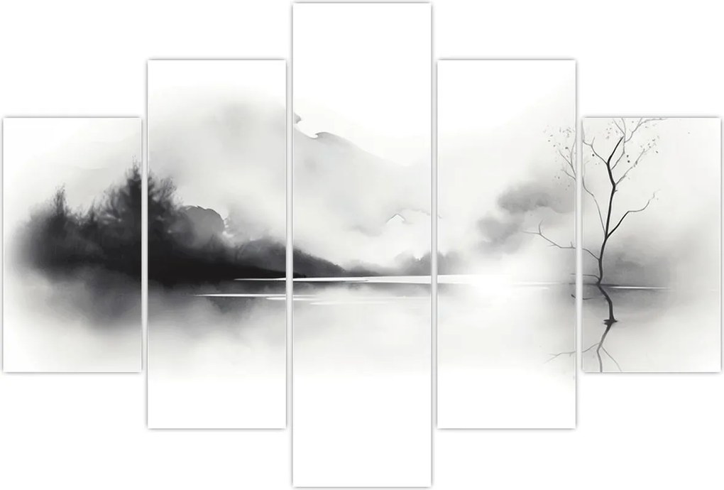 Tablou - pictură cu cerneală de peisaj (150x105 cm)