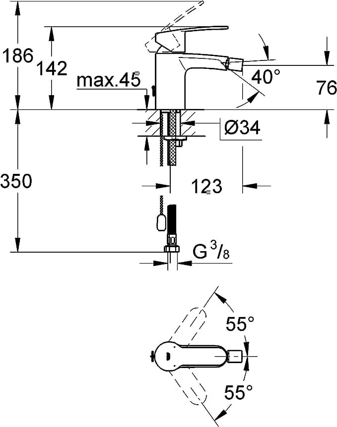 Baterie bideu Grohe Eurostyle-33566002