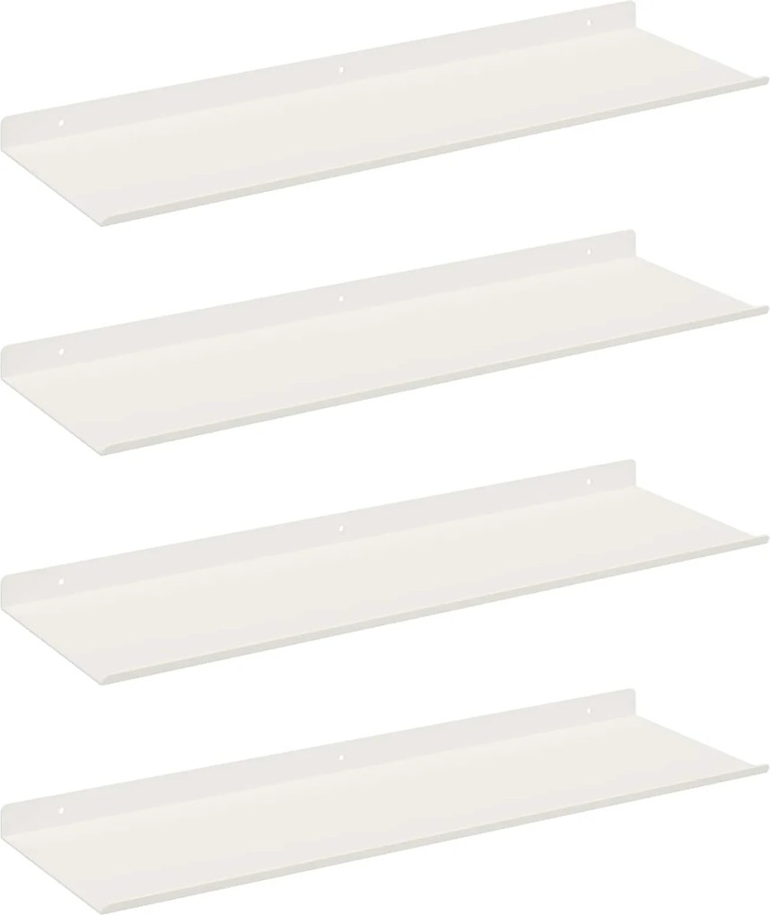 vidaXL Raft suspendat Pe perete 4 pcs Alb 60 x 18 x 2,5 cm Oțel