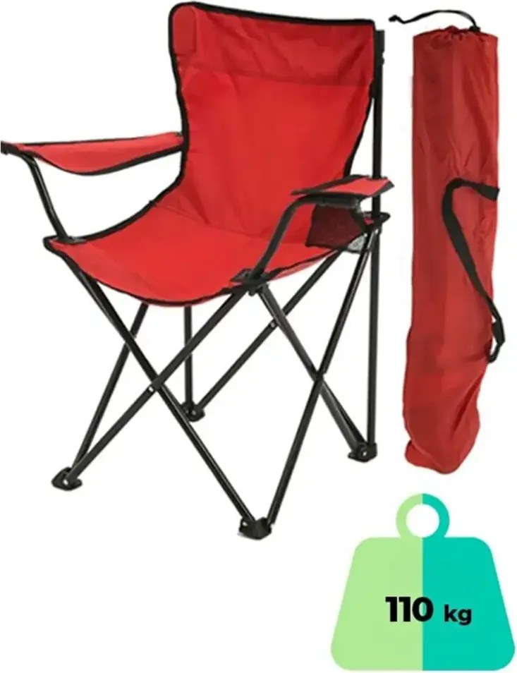 Set 2 Scaune Pliabile cu Cotiere și Suport,  Pentru Camping sau Grădină
