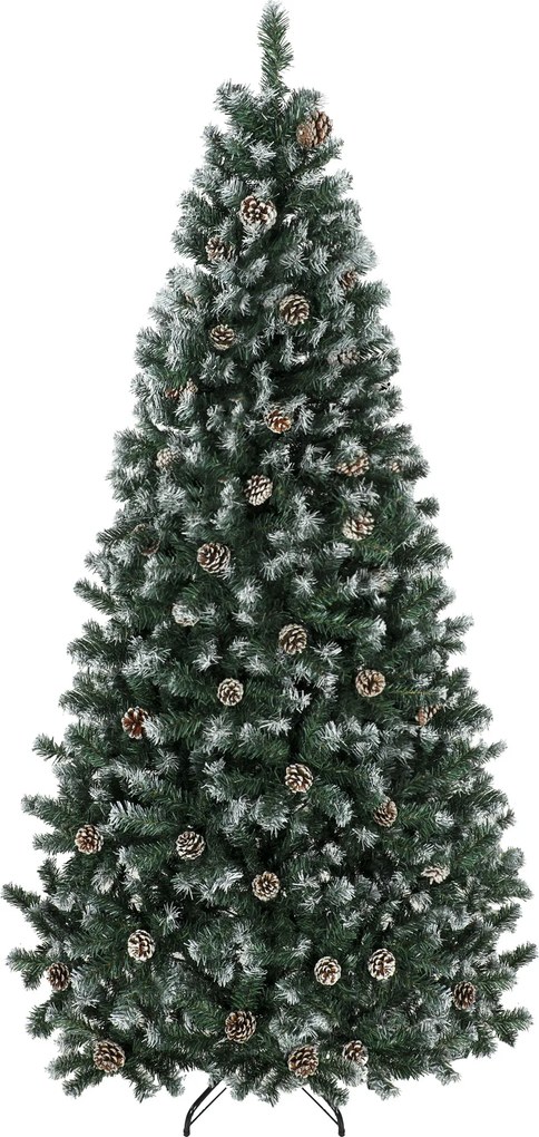 HOMCOM Brad Crăciun Artificial 210cm, 998 Ramuri Ninse Conuri Pin, Deschidere Automată, Bază Pliabilă, Verde | Aosom Romania
