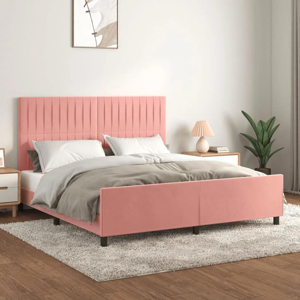 3125896 vidaXL Cadru de pat cu tăblie, roz, 180x200 cm, catifea