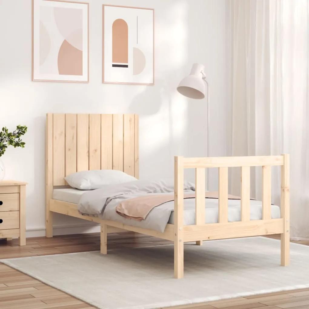 3192906 vidaXL Cadru de pat cu tăblie single mic, lemn masiv