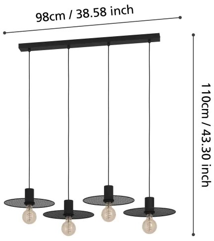 Lustră pe cablu Eglo 43732 IKESTON 4xE27/40W/230V