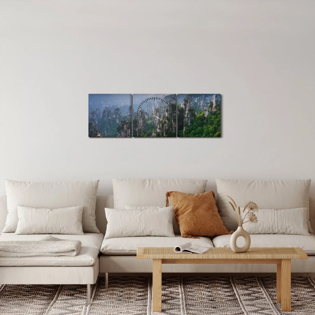 Tablou - Parcul forestier național Zhangjiajie (cu ceas) (90x30 cm)