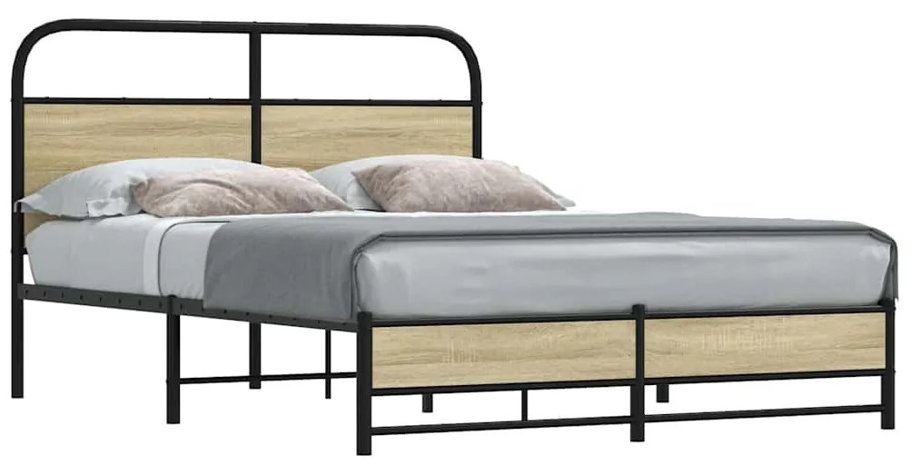 vidaXL Cadru de pat fără saltea 120x190 cm Lemn derivat stejar Sonoma