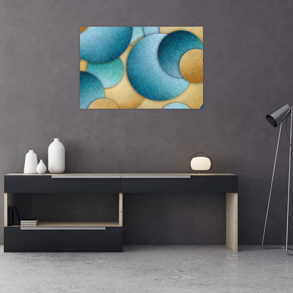 Tablou cu abstracție cercuri (90x60 cm)